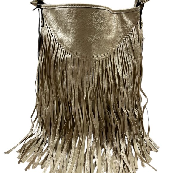 Fringe / Tassel XL Tote / Crossbody Bag - Gold- Vintage Style - Retro 70's - NWT - Picture 1 of 12